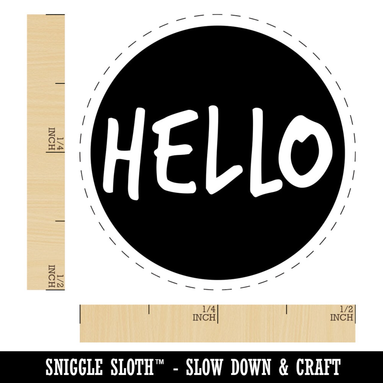 Hello in Circle Self-Inking Rubber Stamp for Stamping Crafting Planners